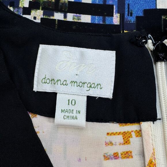 Donna Morgan Silk Abstract Print Colorful Sheath Dress Women's 10 Artsy Business - Picture 7 of 10